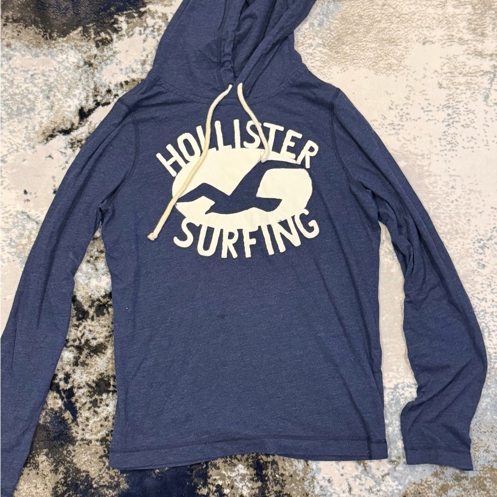 Hollister Navy Blue Surfing Hooded Long Sleeve Tee